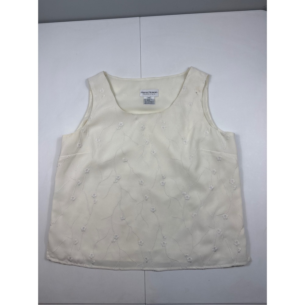 Rena Rowan Essentials Cream Embroidered Sleeveless Blouse Women 14